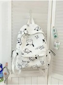 Resim Trendy Graffiti Baskı Kadın Sırt Çantası Rahat Lise Öğrencisi Sırt Çantası Puppy White Single Bag Beyaz 