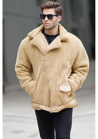 Resim Madmext Camel Peluş Biker Erkek Ceket 6849-camel Camel 