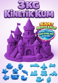 Resim Kinetic Sand 3 KG Kinetik Kum ve 16 Adet Kum Kalıbı Hediye - Eğitici Öğretici Oyun Kumu 