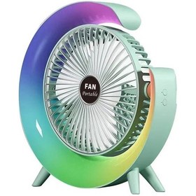 Resim Renkli Taşınabilir Masa Vantilatörü, Sirkülasyon Vantilatörü Yeşil, 