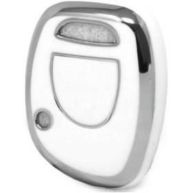 Resim Renault Clio 1, 2, Kangoo 1 Buton Nano Oto Anahtar Kumanda Kabı Kılıfı Beyaz Gümüş Renk 