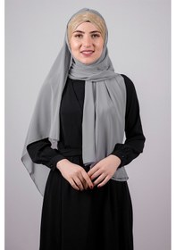 Resim Hürrem Bone Gri-gold Arkadan Bağlamalı Şal Şifon Üç Bantlı Simli Pileli 1835 1502 