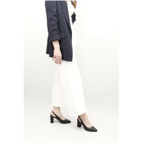 Resim Gönderi R Lacivert Antik Yüksek Kalın Topuklu Arkası Açık Hakiki Deri Ayakkabı Lacivert 