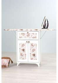 Resim Mistik Home Rose Katlanır Dolaplı Ütü Masası Beyaz Gövde, Yeşil Çiçek Desenli Beyaz/yeşil 