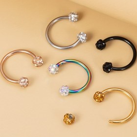 Resim 1/5 adet 8mm/10mm Bling Burun Septum Yüzükleri Paslanmaz Çelik CBR At nalı Piercing Takı Kadınlar için 16G Kıkırdak Helix Tragus Küpe Hoop Lip Piercing Retainer 