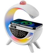 Resim Laraheiser Disko Topu Led Kablosuz Masaüstü Hoparlörü Şarj Standı Çalar Saat Radyo Alarm G Şekil Müzik Makinesi 
