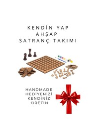 Resim Sf01 Kendin Yap Ahşap Satranç Takımı Dıy Ahşap Satranç 27x27 Cm Boya Ve Yapıştırıcı Hediyeli 
