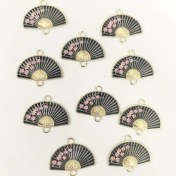 Resim Hightower 10 Adet Siyah Erik Çiçeği Etek Püsküllü Katlanır Yelpaze Kolye Aksesuarı 