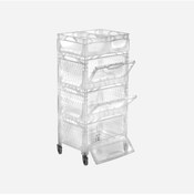 Resim Çok Amaçlı 4 Katlı Tekerlekli Plastik Organizer Raf Şeffaf 