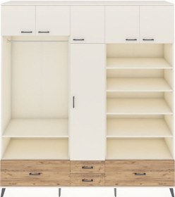 Resim Hyperion Dolap 18 Raflı 4 Çekmeceli Tek Askılı 220x44x243 Aytaşı-aytaşı/çam Aytası/atlas Çam 