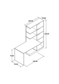 Resim Bicabin Bicabin Narin Raflı Dolaplı Çalışma Masası Antrasit/Garda Antrasit 