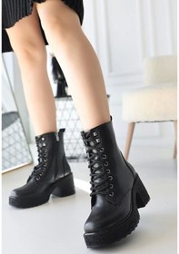 Resim Emilla Siyah Cilt Bağcıklı Bot Siyah 