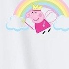 Resim Monila Kız Çocuk Peppa Baskılı Pamuklu Bisiklet Yaka T-shirt Ekru 