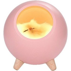 Resim Xurunkeji Sevimli Küçük Evcil Hayvan Kedi Evi Gece Lambası Yavru Kedi Yatağı Uyku Işıkları Usb Şarjlı Dokunmatik Atmosfer Işıkları Evcil Hayvan Kedi Işığı Pembe 