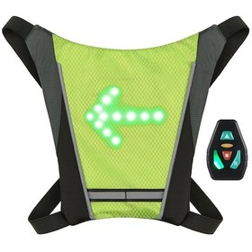 Resim Tenfowee Gece Bisiklet Kullanıcısı İçin Kablosuz Kumandalı 30 Led Işıklı Yön Belirti Sırt Çantası Tutucu Sarı Renkli Görünürlük Ve Güvenlik Artırıcı Sarı 