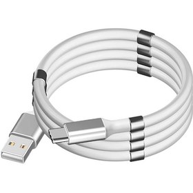 Resim Araç Ev Ofis Mıknatıslı Kendini Toplayan Sarmalı Şarj Ara Kablosu Usb Çıkış Type-c Uyumlu Ara Kablo 