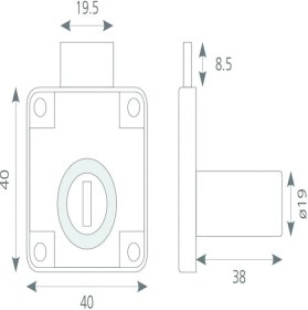 Resim Canex Kare Çekmece Kilidi Uzun 38MM 