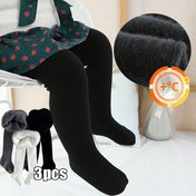 Resim 3-Pack Kız Fleece Astarlı Termal Tayt - Kalın Sıcak Kış Taytı, Düz Renk Siyah ve Beyaz, Çok Yönlü İç/Dış Mekan Giyimi, Sadece Elde Yıkama, Sonbahar/Kış için Mükemmel, Kış Taytı, Dış Giyim, Şık Tayt, Yumuşak Fleece Astar 