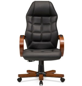 Resim Royal Konfor Bilgisayar - Ofis - Müdür - Büro - Makam Çalışma Koltuğu Siyah Renk Ahşap Ayaklı Siyah 
