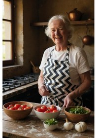 Resim Zikzak Desenli Mutfak Önlüğü Desenli 