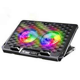 Resim Juo Odin RGB Işıklı Gaming 2200RPM Çift Fan LED Display Laptop Notebook Soğutucu Stant 