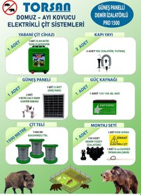 Resim Torsan Güneş Panelli Pro Plus 1500 Elektrikli Çit Sistemi Domuz - Ayı Kovucu 1500mt 