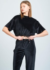 Resim Moda Clubu Kadın Siyah Kadife Eşofman Takımı 