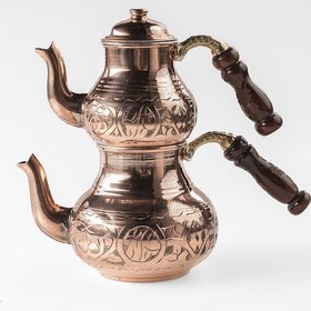 Resim Dmt Gaziantep Bakır Çaydanlık Takımı Ve Balkon Sefası Takımı Komple El Keski İşlemesi Gümüş 