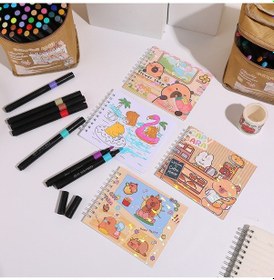 Resim 48li Akrilik Marker Kalem Seti - Capybara Desenli 