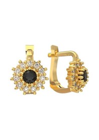 Resim Erdobia 925 Ayar Gümüş Oniks Taşlı Gold Yuvarlak Çocuk Küpesi 