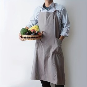 Resim INGNI TAKAKO Uniseks Pamuk Önlük - Düz Renk, Ayarlanabilir Boyun Askısı, Uzun Kollu, Pişirme, Fırıncılık, Sanat, Tırnak Tasarımı ve Kahve için Mükemmel - Dayanıklı ve Rahat Mutfak ve Restoran Kullanımı, INGNI TAKAKO 