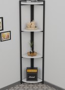 Resim CMKStore Metal Köşe Raf 4 Katlı Dekoratif Üçgen Raf Beyaz 