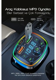 Resim Bluetooth Araç Çakmaklık Fm Transmitter 48w Pd Hızlı Şarj Çift Mikrofon Araç Şarj Cihazı 