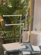 Resim AFİLİYOL Luxury Mermer Ayaklı Metal Banyo Ve Mutfak El Havluluk Ve Kağıt Havluluk Standı 