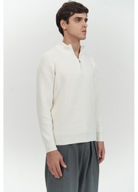 Resim Mai Collection Mai Studios Co. Mathis Ekru Balıkçı Yaka Erkek Triko Kazak Ekru 
