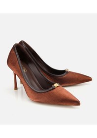 Resim Hotiç Kadın Saten Açık Kahverengi Gold Detaylı Yüksek Topuklu Stiletto 01ayh314760a410 01ayh314760a410 Kahverengi 