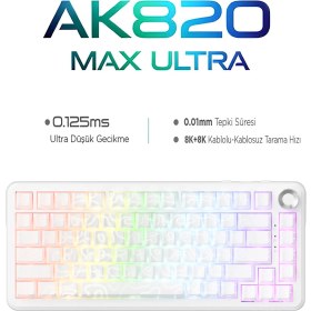Resim Ajazz Ak820 Max Ultra 3 Modlu Manyetik Switch Klavye-8+8k Tepkime Süresi-128 K Tarama Hızı Web Driver 