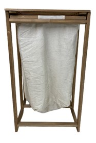 Resim Rusthing Doğal Ahşap Üç Bölmeli Kirli Çamaşır Sepeti Banyo Çok Amaçlı Çamaşır Sepeti Ceviz Rengi 