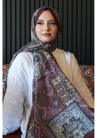 Resim Afvente Etnik Desen Bordo Soft Pamuk Şal Çok Renkli 
