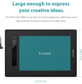 Resim Xp-Pen G960S Grafik Tablet 9x6 Inç Kalem Tablet Çizim Tableti, Windows 10/8/7 ve Mac Os ve Android I 