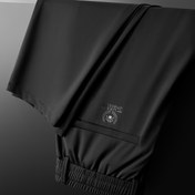 Resim 1 adet Yazlık Buz Slick Fiber Kumaş Ultra İnce Erkek Günlük Pantolon, Elastik Bel ve Arkada Hırsızlığa Karşı Fermuarlı Cepli 