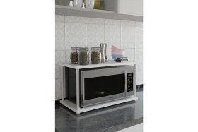 Resim Barin Design Çevir Kur Mutfak Tezgah Üstü Mikrodalga Rafı Beyaz Demir Organizer Stand Baharatlık Raf Sistemleri 