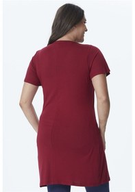 Resim Myline Boyun Detaylı Penye Tunik-bordo Bordo 
