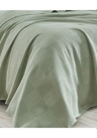 Resim Çift Kişilik %100 Pamuk Pike Örtü 200x230 Cm Karo Desenli Çağlayeşili Weave Serisi Çağlayeşili 