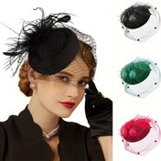 Resim Tüy Fascinator Şapka Peçesi, Saç Tokası ile, Çay Partisi, Derby, Gelin, Düğün için Vintage Polyester Elyaf Devekuşu Tüyü 