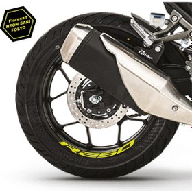 Resim Rks R250 Motosiklet Jant İçi Sticker Etiket Modeli Neon Sarı Yeşil 