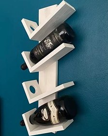 Resim Doğal Ahşap Vintage Şaraplık, Şarap Rafı, 4'lü Retro Ahşap Şaraplık, Beyaz 