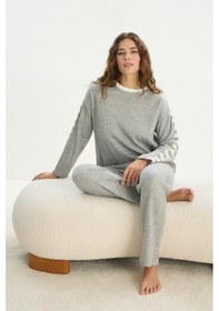 Resim Sevim Kadın Uzun Kol Gri Mlelanj Acrylic Pijama Takım C9t0n1o61 001 