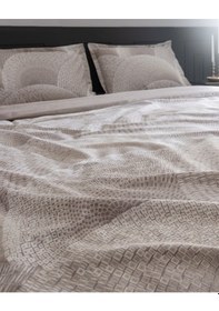 Resim Madame Coco Rochelle Çift Kişilik %100 Pamuk Baskılı Saten Nevresim Takımı - Bej Ekru 