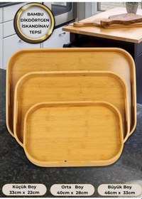 Resim Kapris Home 3'lü Bambu Tepsi Kap-114 